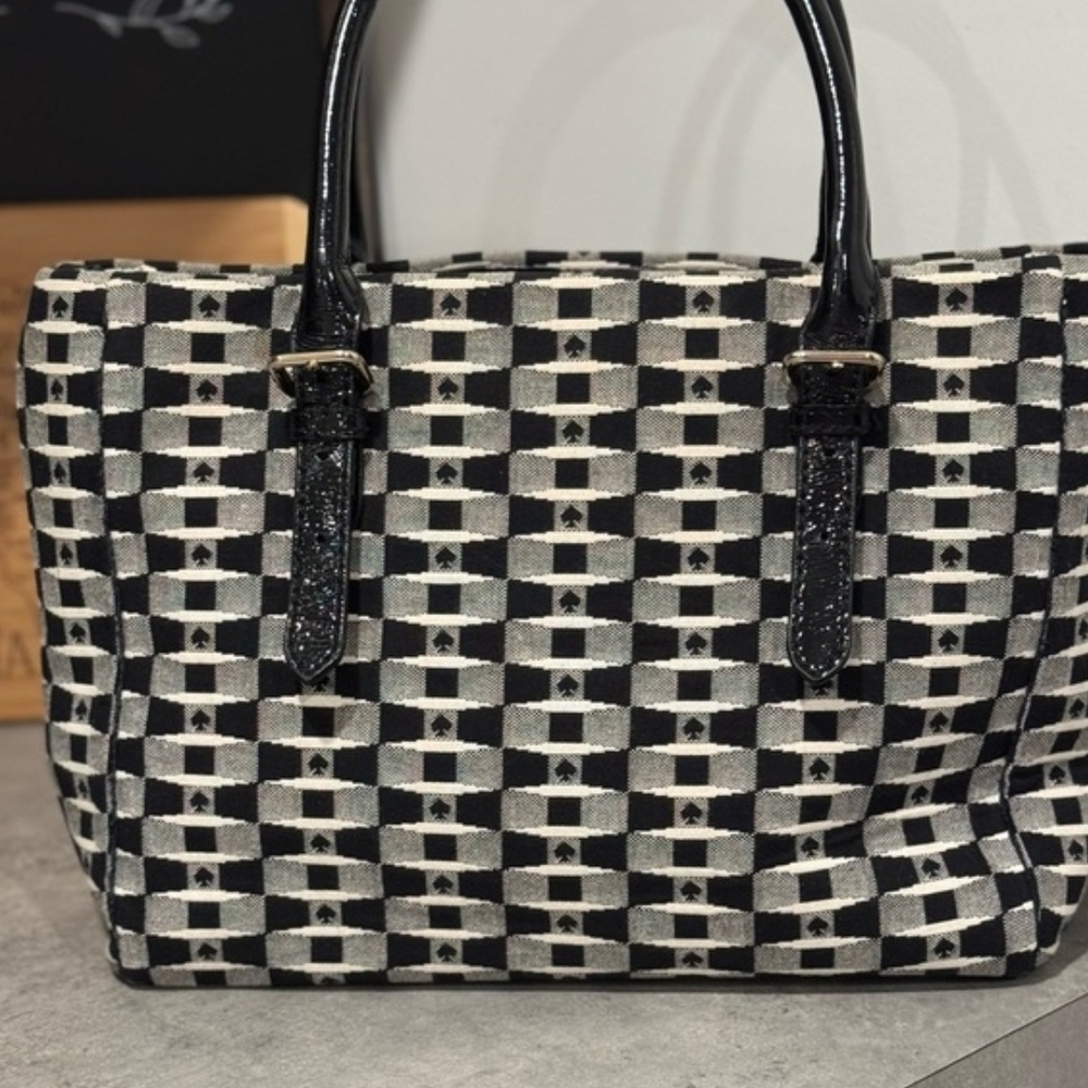 Kate Spade Monochrome Checkered STORY BOOK LINING Euc - Picture 4 of 11